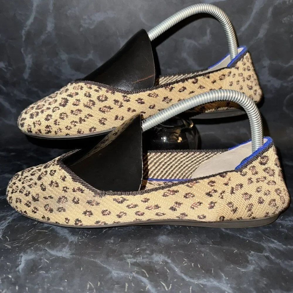 Rothy's The Flat Cheetah Print Knit Slip On Ballet Flats Shoe Womens Size 8.5